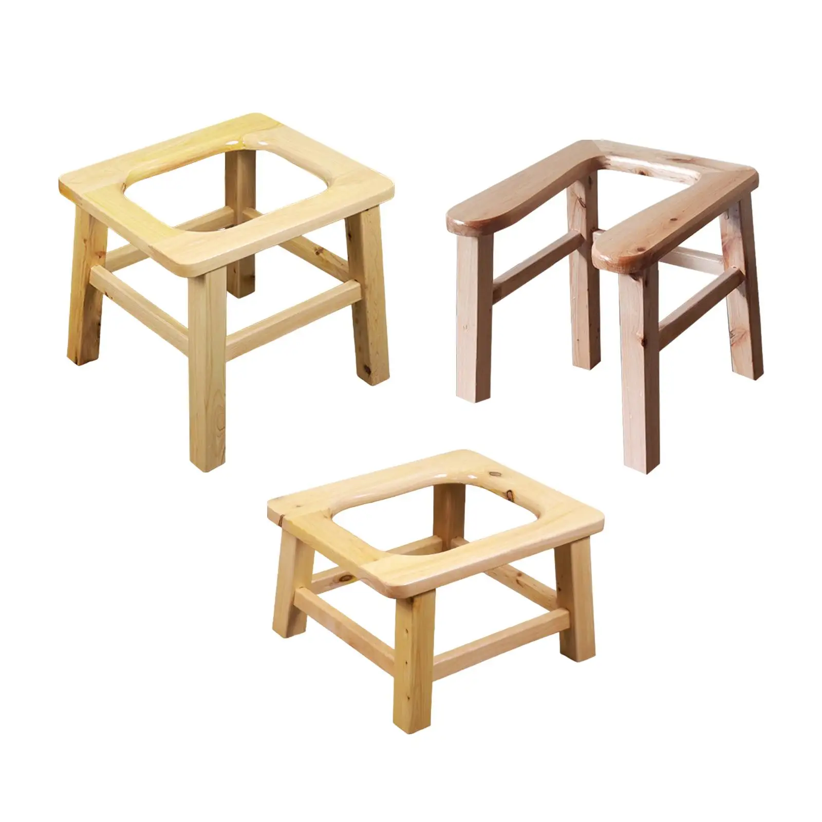 Toilet Stool Multifunctional Wooden Assistance Stool for Adults Seniors