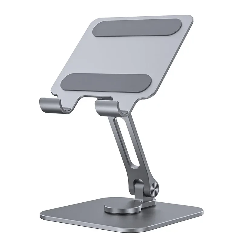 Soporte para tableta y teléfono móvil de aleación de aluminio, soporte de escritorio giratorio de 360 grados dos en uno, soporte de pantalla auxiliar