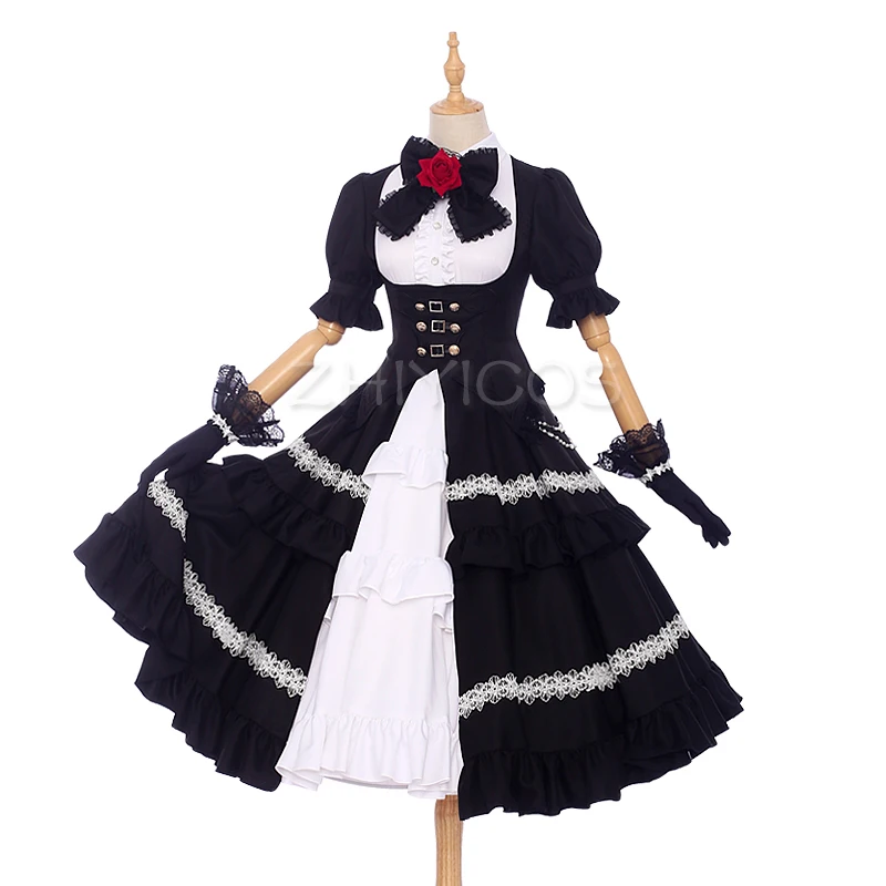 IN STOCK Anime Date A Live Tokisaki Kurumi Cosplay Costume Five Years Ago Black Dress Carnival Halloween Costumes for Women