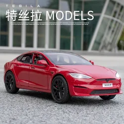 1:24 Tesla Model S Metal Alloy Diecast Toy Car Model Sound and Light Children's Toy Collectibles Birthday Gifts F593