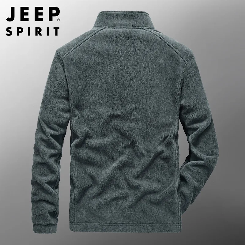 JEEP SPIRIT maglione cardigan urbano moda uomo autunno nuovo pile polare sciolto sportivo casual caldo ricamato giacca con colletto alla coreana