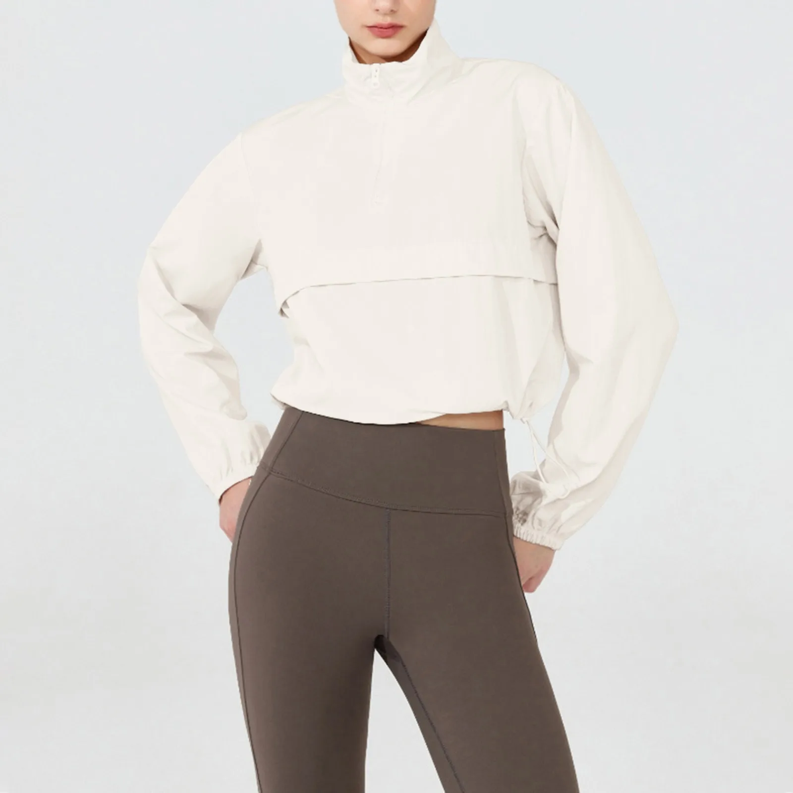 Dámská podzimní větruodolná nepromokavá bunda, odolná proti UV záření, fitness běžecká sportovní bunda, stojáček se stahovací šňůrkou, rychleschnoucí topy - náhled 4