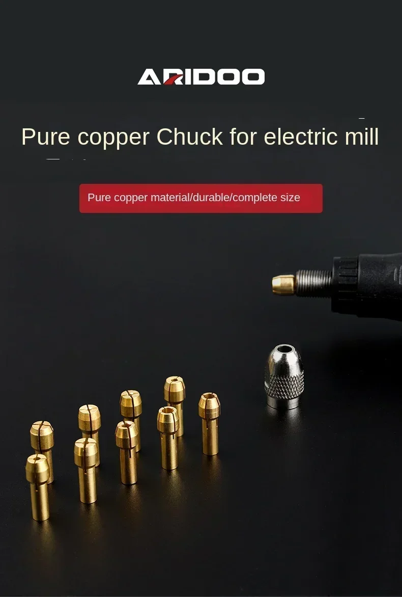 Mini Brass Collet Chuck 3-Jaw Chuck Drill Bit Set for Electric Grinder Carving Machine