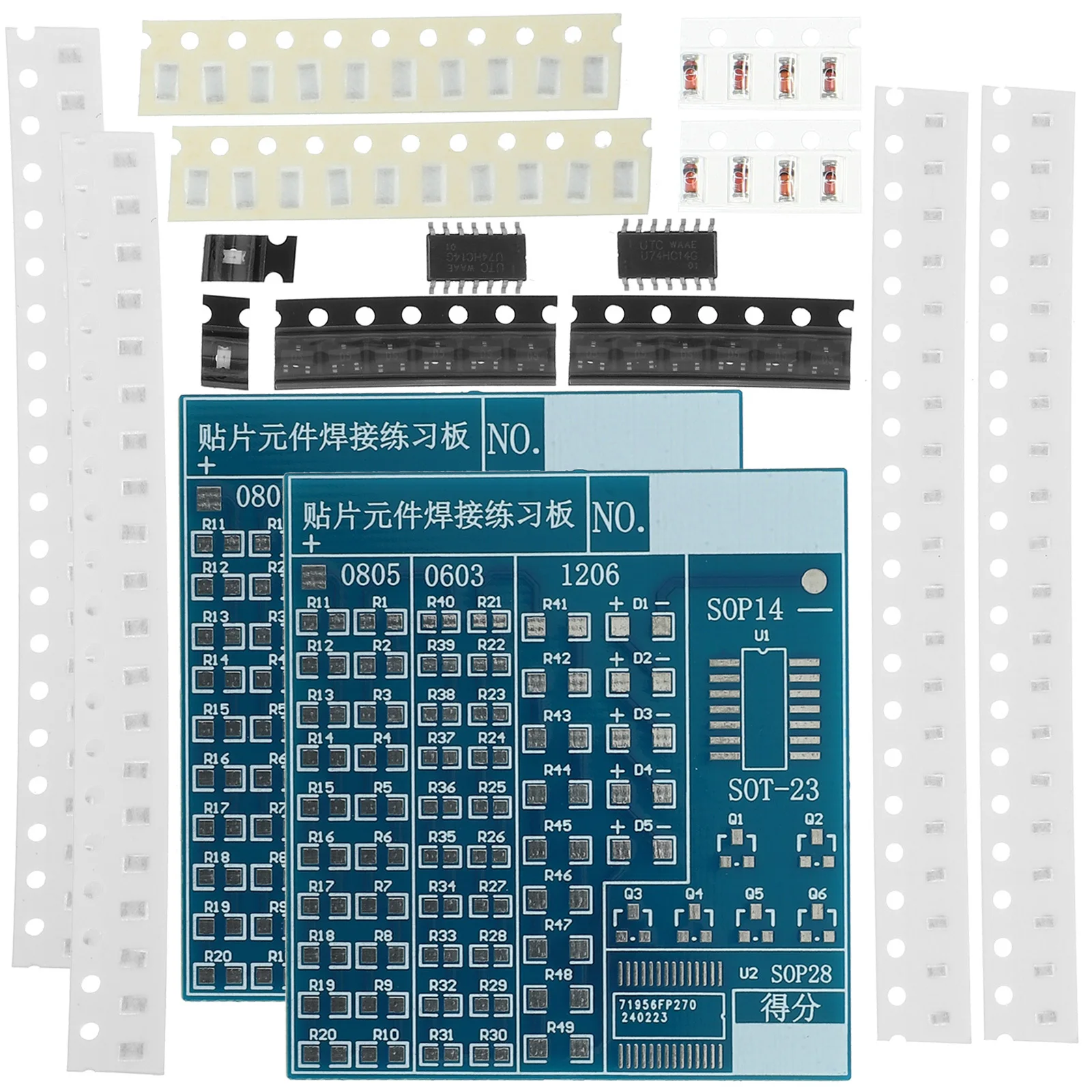 2 conjuntos kit de prática de solda placa pcb diy treinamento eletrônico leve portátil prática de solda conjunto de ensino eletrônico