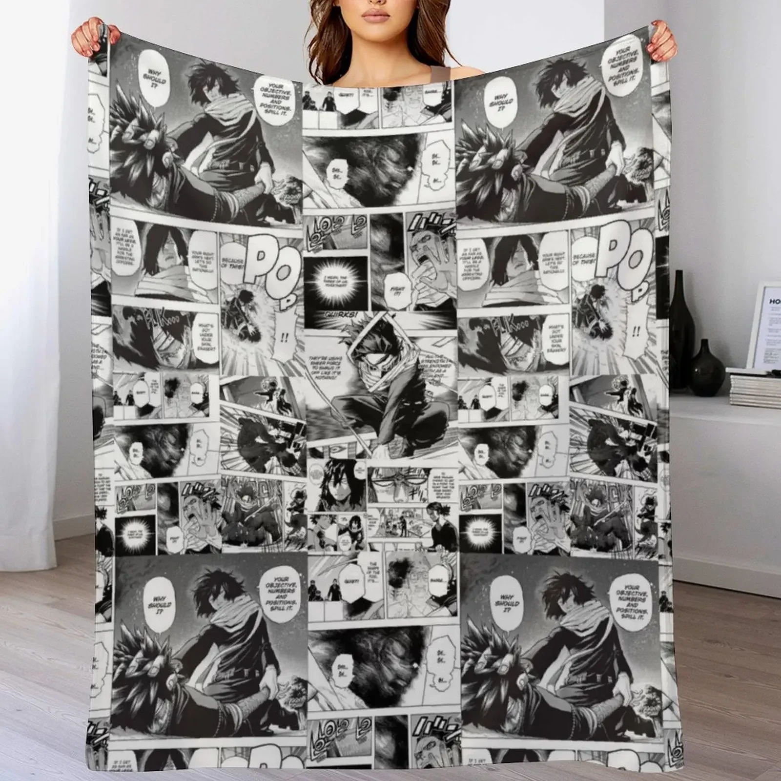 Aizawa manga panel Throw Blanket Lightweight Warm Blanket for Travel Camping