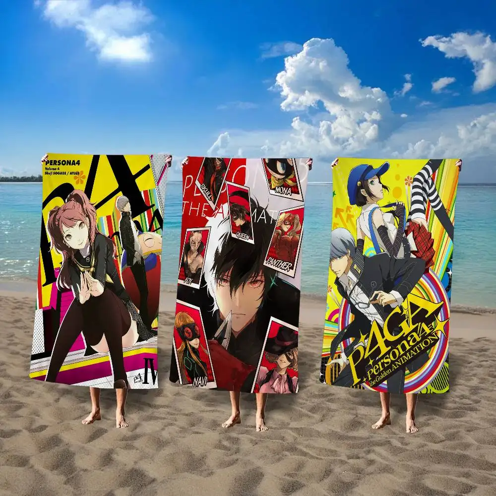 P-Persona 3 4 5 Royal Anima Game Beach Towel Bath Towels for Girl Microfiber Quick Dry Custom Sand Free Beach Yoga Spa Gym Pool