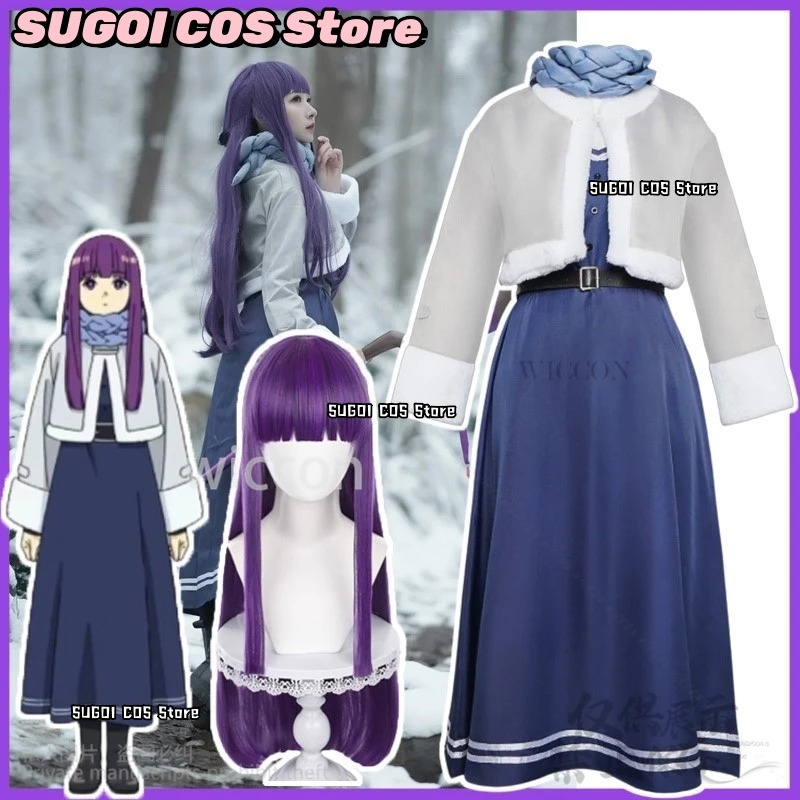 Anime Frieren At The Funeral Cosplay Fern Winter Costume Coat Sweater Dress Uniform Wig For Halloween Christmas Party Customized