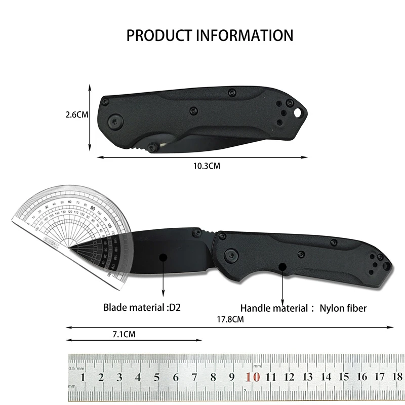 BM565 Outdoor Camping Survival Tactics Hunting multi-purpose EDC folding knife Nylon fiber D2 handle men\'s gifts