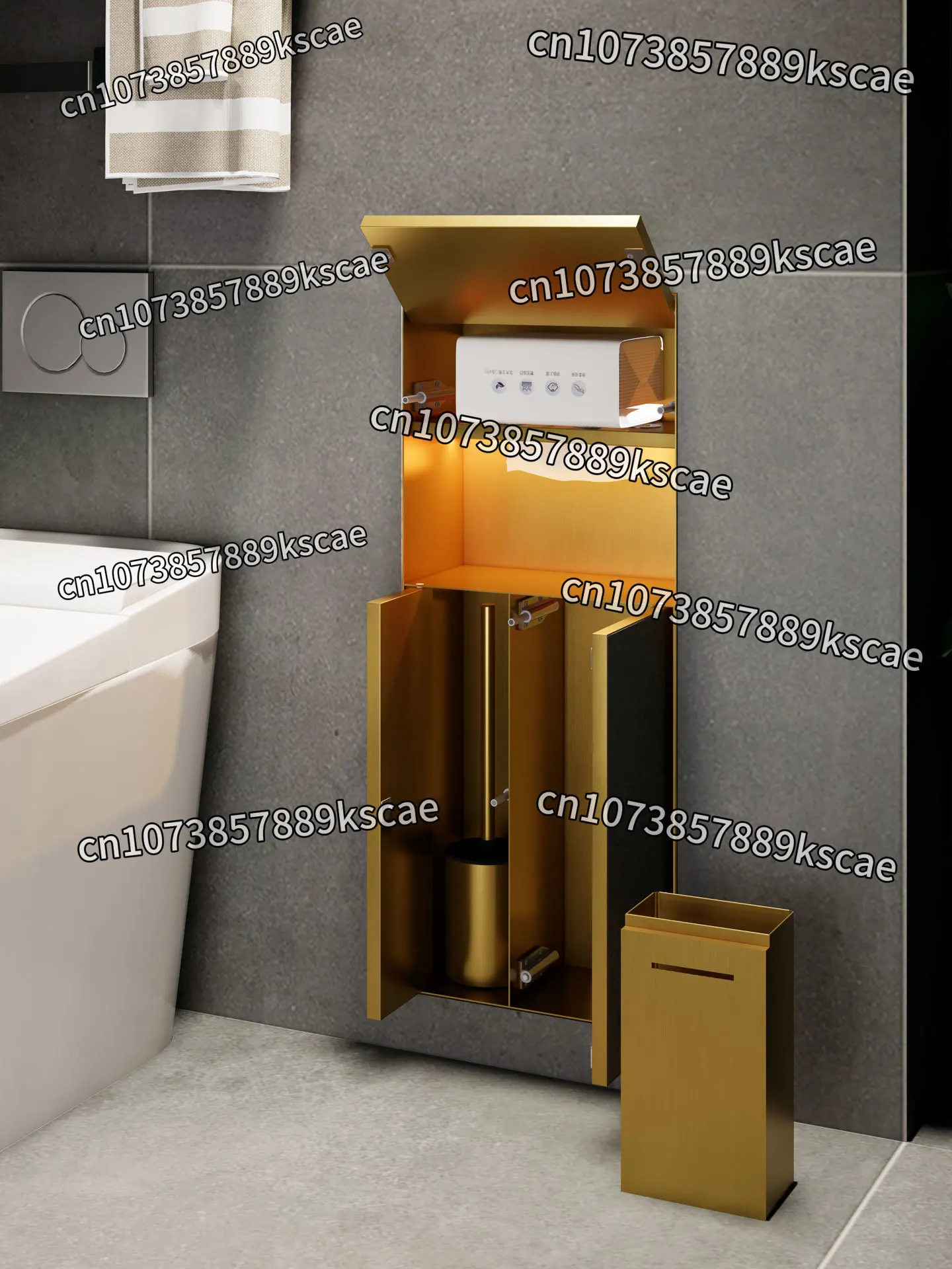 1pcs Embedded Toilet Trash Can Wall Cabinet Bathroom Stainless Steel Niche Shelf Embedded Finished