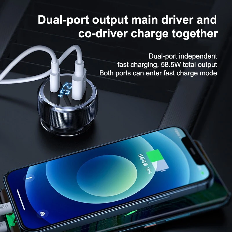 68W PD Car Charger USB Type C Fast Charging for Nissan X-Trail T31 Qashqai Dualis J10