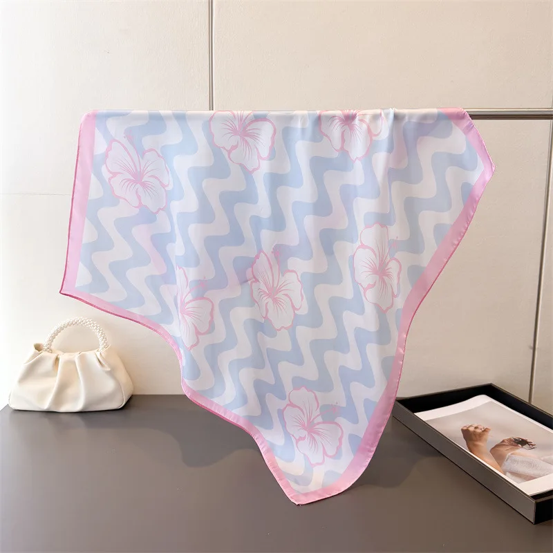 

Шелковый атласный платок-шарф для женщин, 70 см, весна-лето, для дизайнеров, квадратный, для головы, хиджаб, бандана, накидка, буфанда