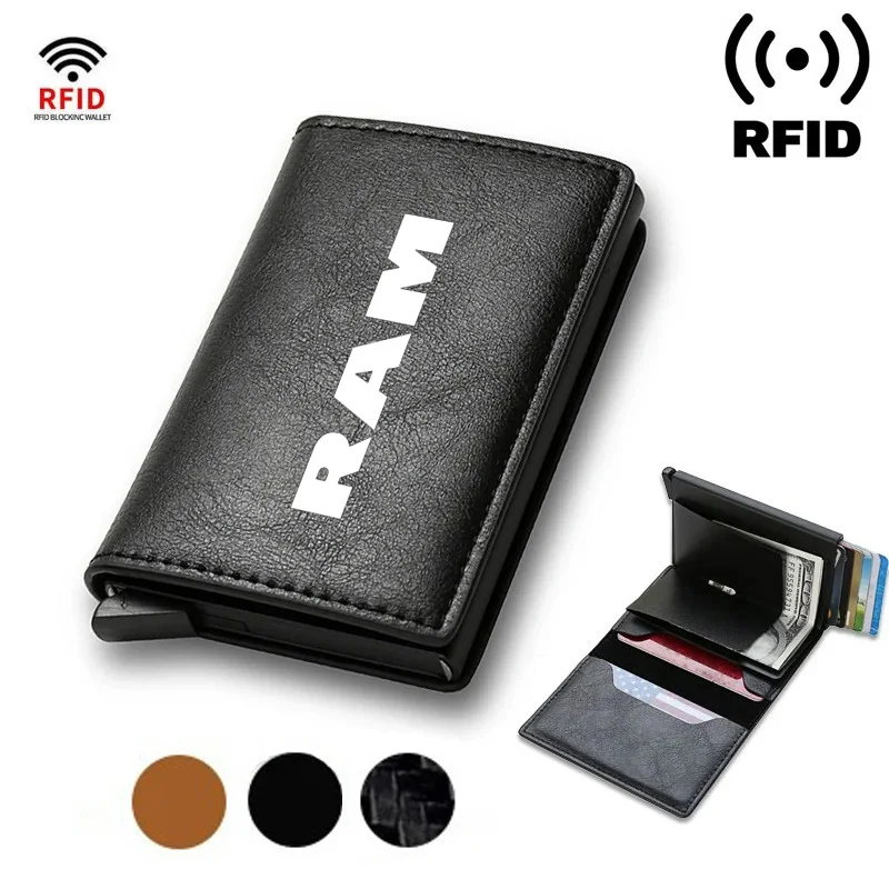 Rfid Credit Card Holder Men Wallets Bank Cardholder Leather Wallets For Dodge RAM AVENGER CALIBER CARAVAN CHALLENGER