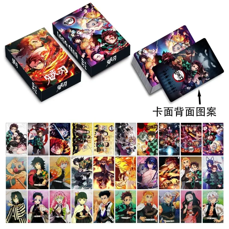 30Pcs Demon Slayer  Cards Anime Peripheral Picture Cards  Collectible Card Birthday Gift for Fans Greeting card bookmark