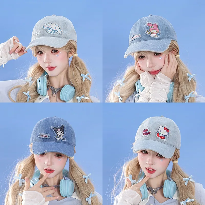 

Бейсболка Sanrio Authentic Four Seasons Sun, джинсовая кепка премиум-класса для взрослых, повседневная универсальная модная головная уборная одежда с защитой от солнца