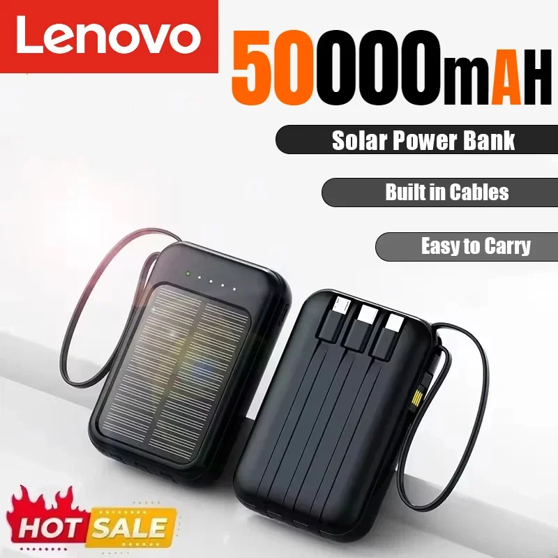 

Xiaomi Solar Power Bank 50000 мАч Зарядное устройство со встроенными кабелями большой емкости 2 USB-порта Внешнее зарядное устройство Powerbank со светодиодной подсветкой НОВЫЙ