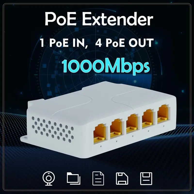 Надежный гигабитный удлинитель Poe 802.3Af/At/Bt 5-портовый повторитель Poe Vlan Удлините дополнительный 100 м (328 футов) передачи питания и данных, G