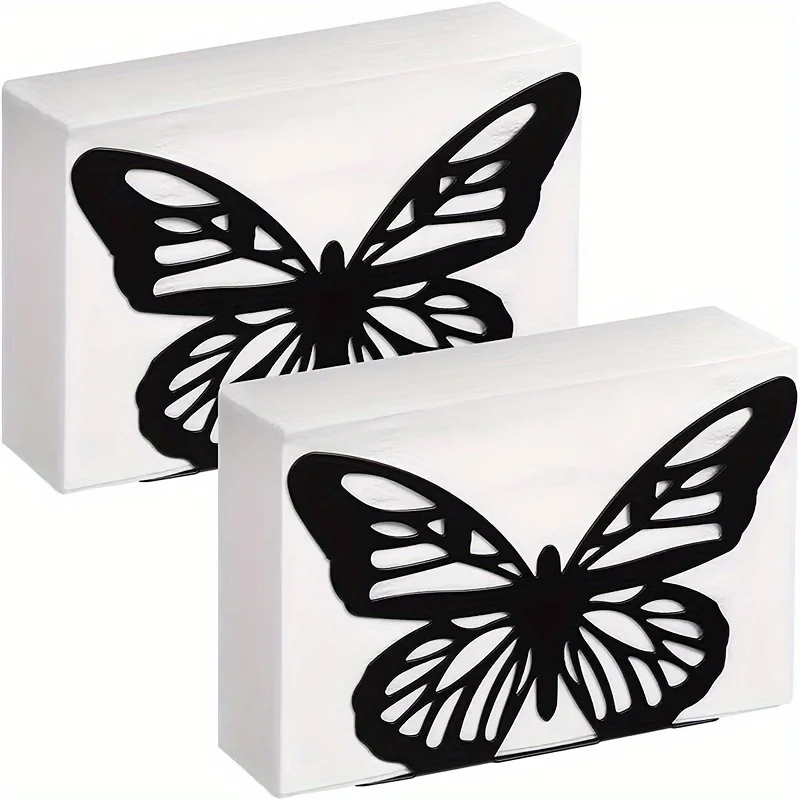 1pc Scandinavian Butterfly Pattern Tissue Box Holder - Self-Adhesive Built-in Installation