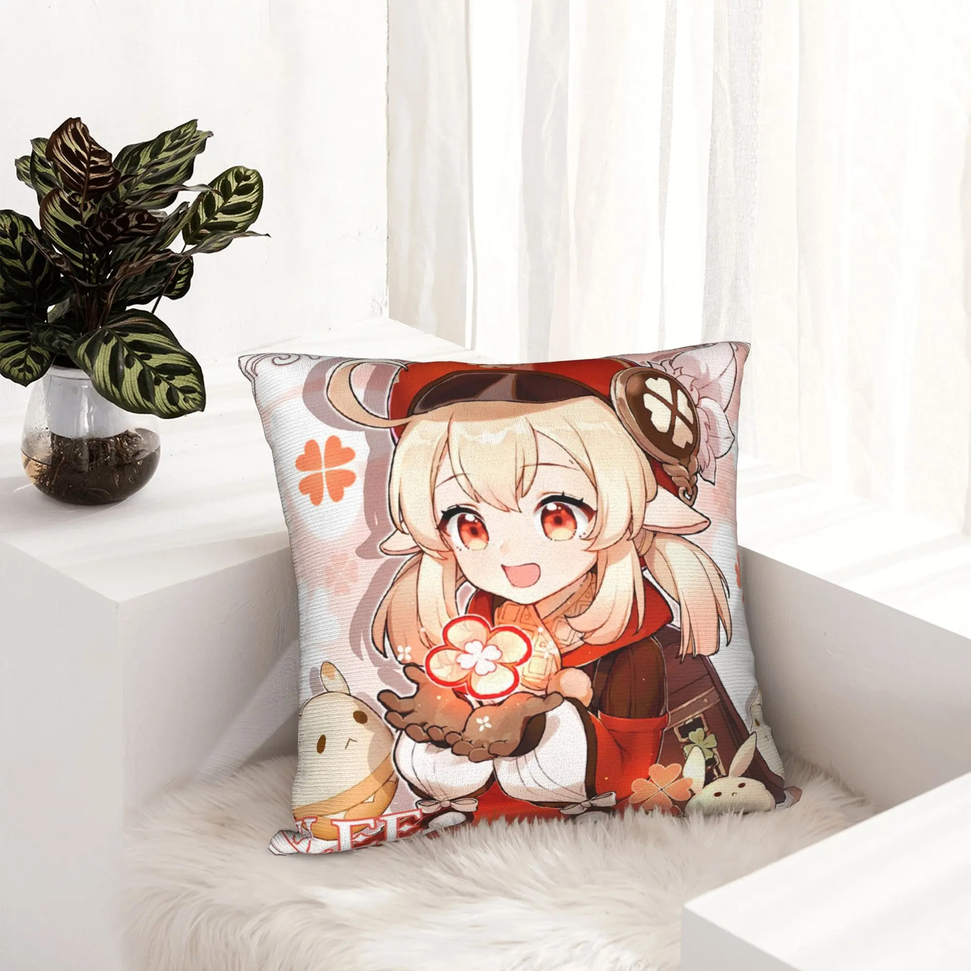 Genshin Impact Klee Birthday Pillowcase  Printing Polyester Cushion Cover Gift  Throw Pillow Case Cover Home Zippered 45X45cm