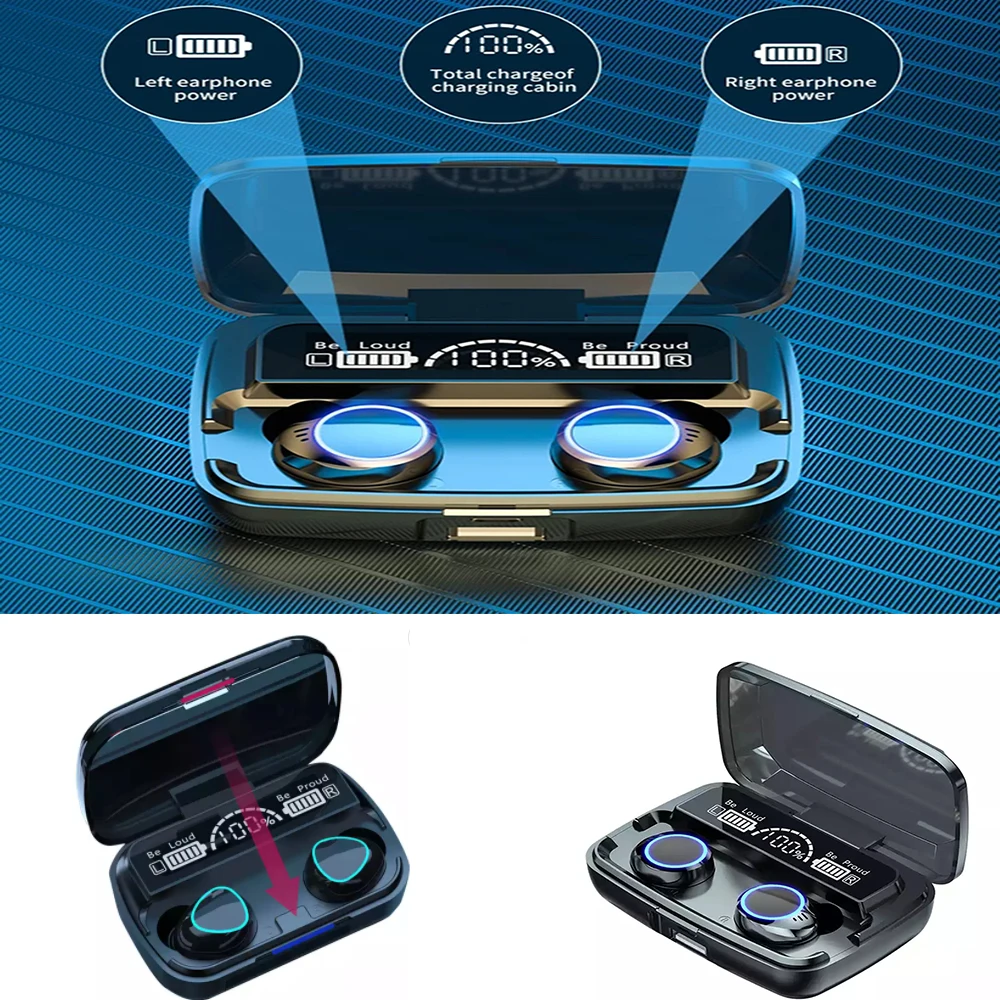 

3500mAh Wireless Earphones Bluetooth V5.0 TWS Wireless Headphones LED Display With Power Bank Charging Box Headset Microphone