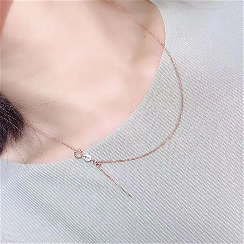 Creative Design 585 Purple Gold Plated 14K Rose Gold New Knit Chain Simple Charm Universal Necklaces Party Accessories