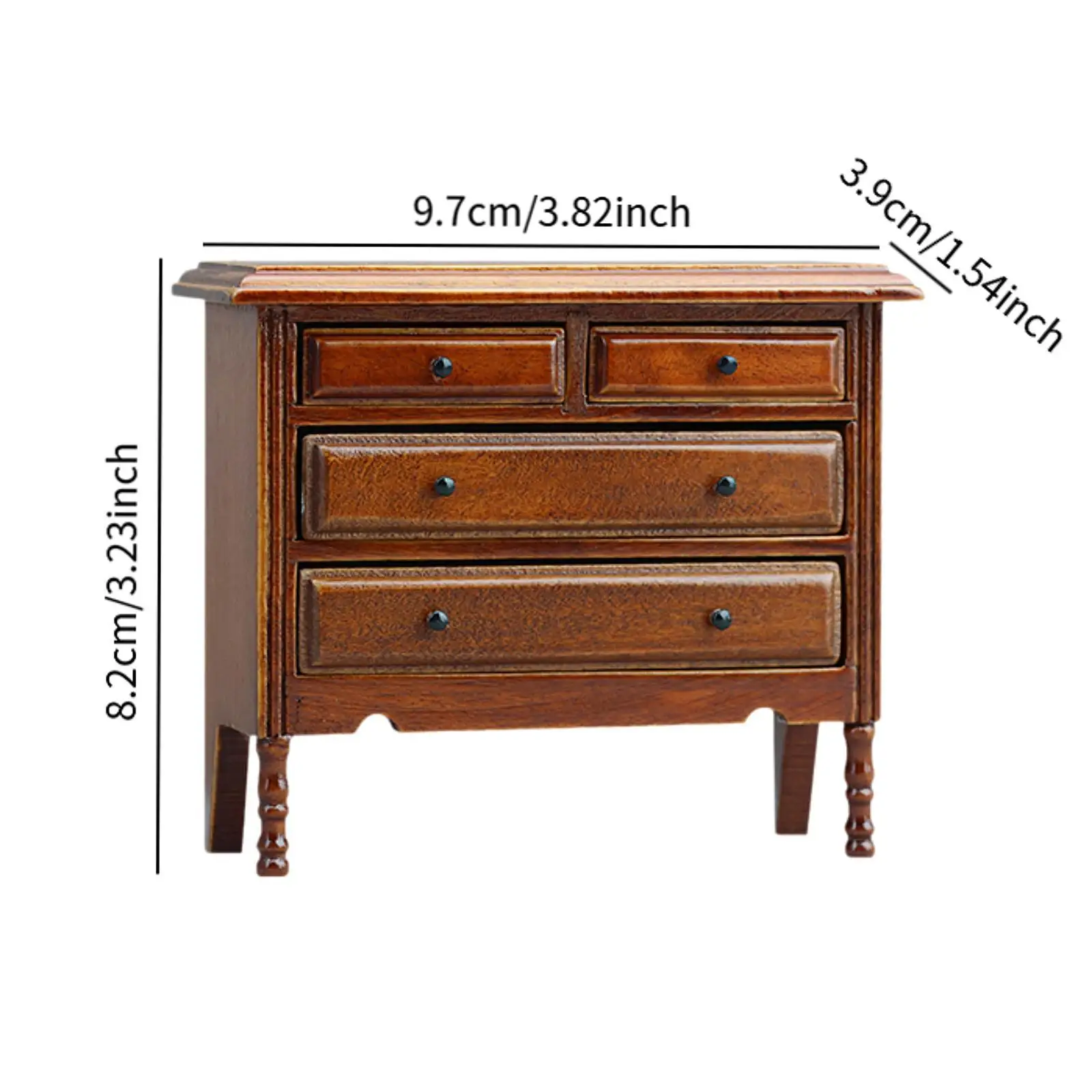 1/12スケールミニドールハウス家具ミニチュア誕生日プレゼント写真撮影用小道具木製寝室装飾4段引き出し付きドレッサー家具モデル