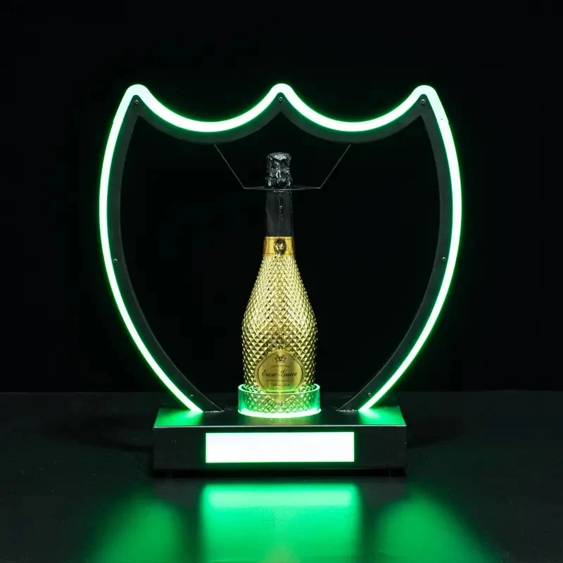 Glow Green Light Shield VIP Bottle Display Dom Perignon Champagne Bottle Presenter Led Acrylic Gorifier for Nightclub