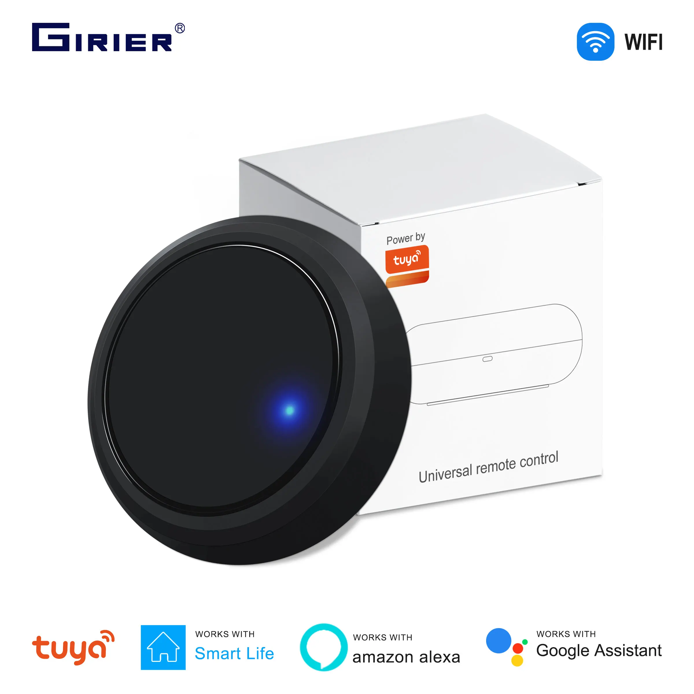 

GIRIER Tuya WiFi Smart IR Remote Control Hub, Universal Infrared Remote Controller Blaster for TV AC Works with Alexa Hey Google