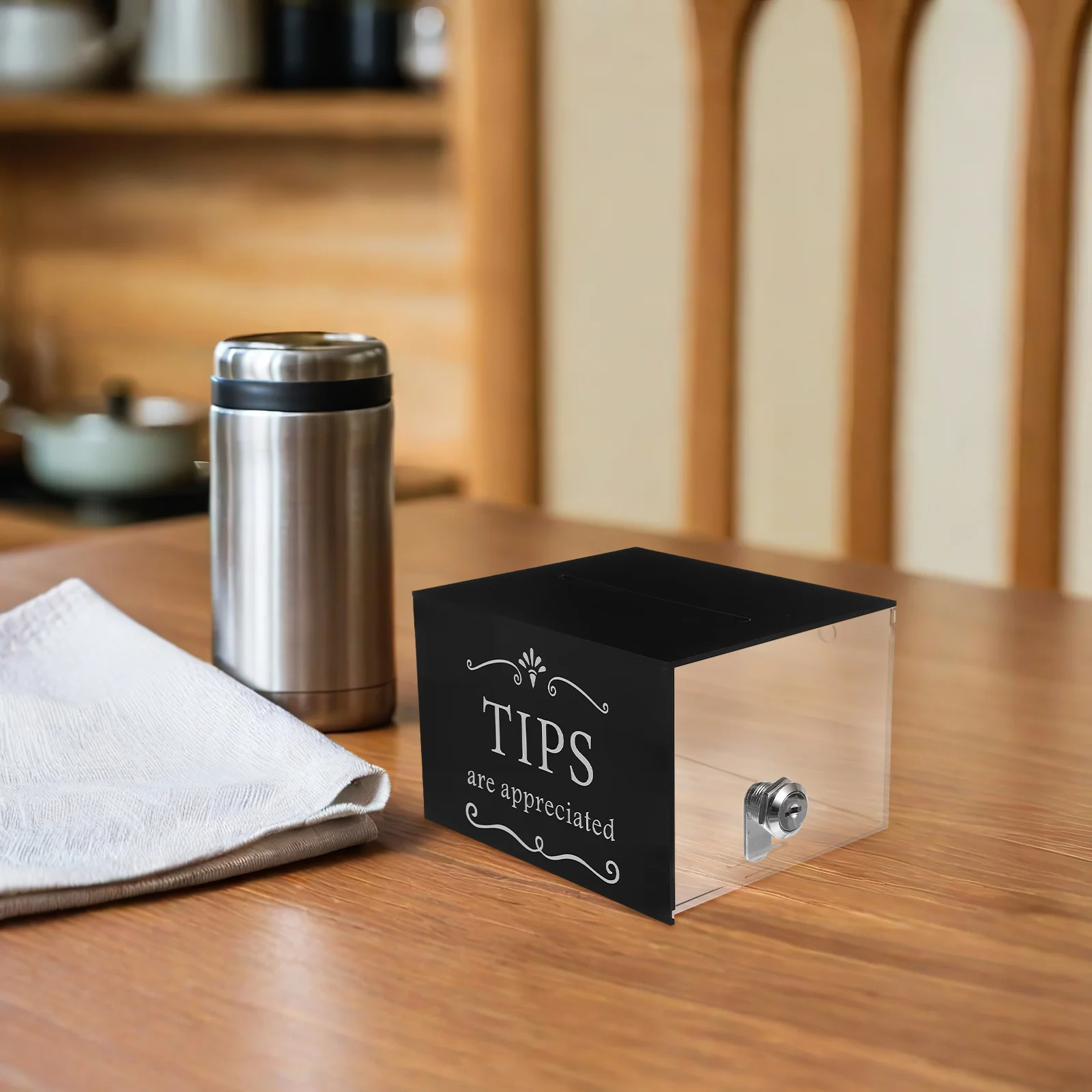 

Lockable Transparent Acrylic Tip Jar Money Storage Box for Donations Fundraising Restaurants Cafes Bars Tip Jar