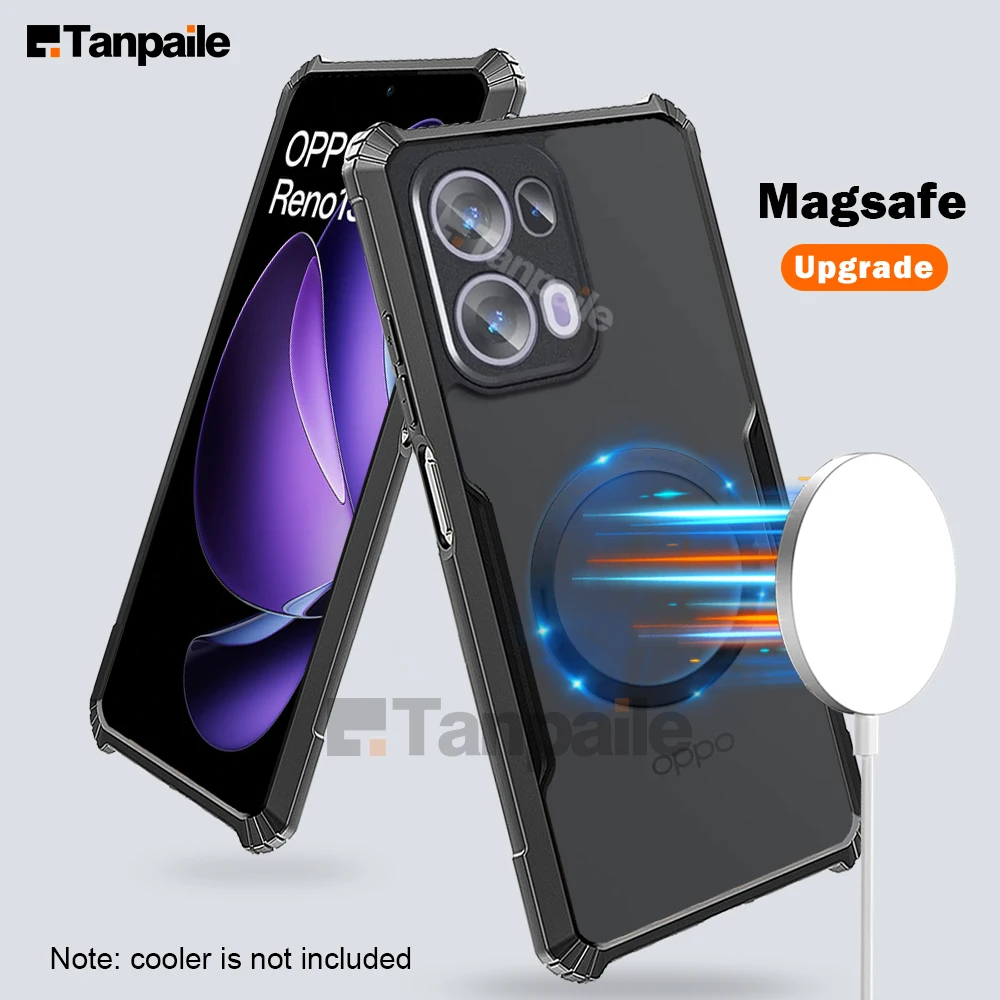 Tanpaile- Magsafe Case For OPPO Reno 13 12 Pro (Reno13 Reno12) Case Shockproof Transparent Bumper Clear Phone Cover Funda Casing