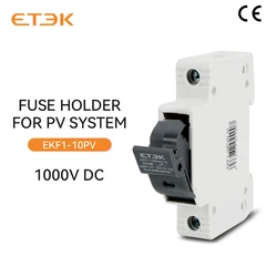 ETEC DC Solar Fuse Holder 1000V 1P 15A 20A 25A Photovoltaic Fuse Base Link PV System GPV 10x38mm DIN Rail EKF1-10PVH