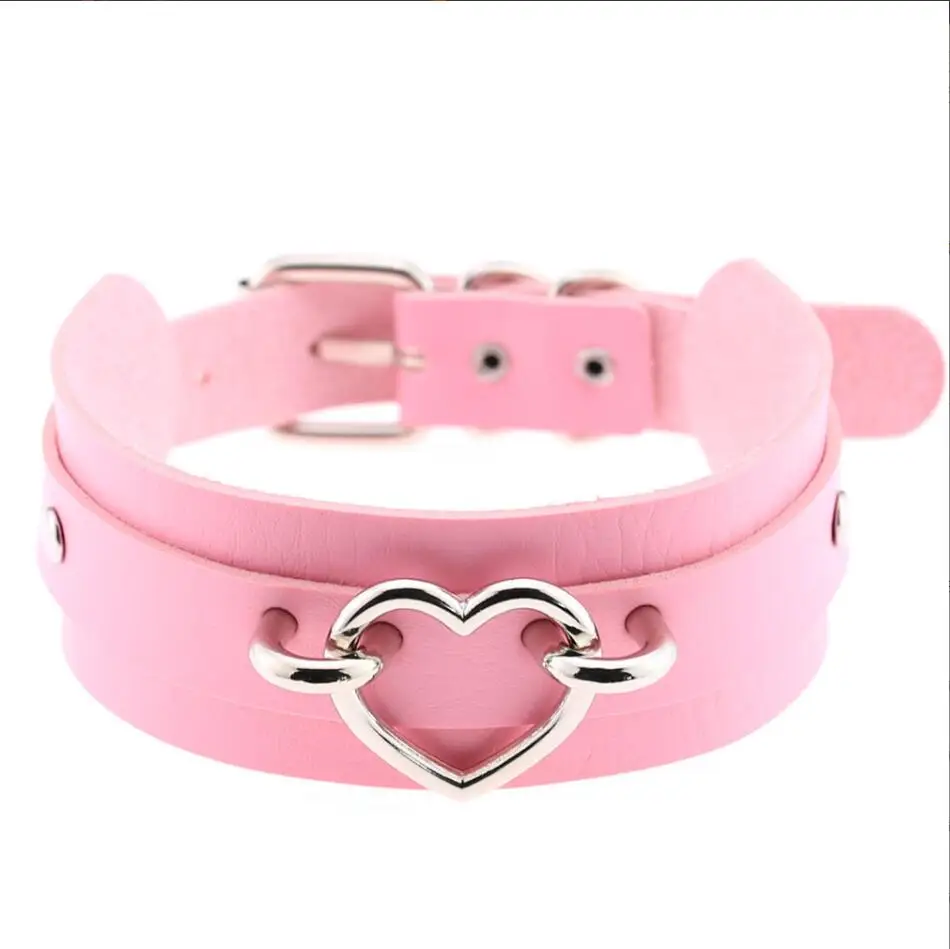 موضة المختنق النساء القلائد الشرير القوطية بولي Leather الجلود سلسلة القلب مشبك طوق قلادة مجوهرات الحفلات الديكور المختنق S2990 #6