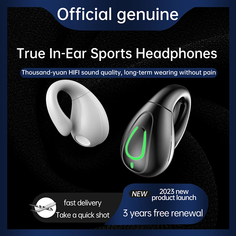 Mini Ear-Clip Wireless Headset HIFI Bass Stereo Music Earring Headphone Bluetooth With Mic Business Earphone Sport Game Earbuds