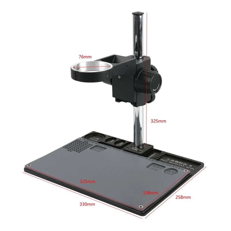 Multifunctional aluminum single and double trinocular stereo microscope stand base with high temperature resistance pad workbenc