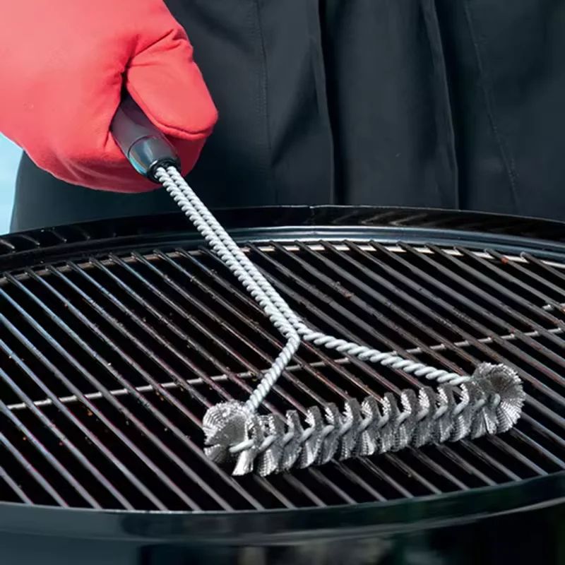 Brosse de nettoyage pour barbecue, outil de nettoyage de grillades, accessoires de barbecue, poils en acier inoxydable, brosses de nettoyage antiadhésives, accessoires de barbecue