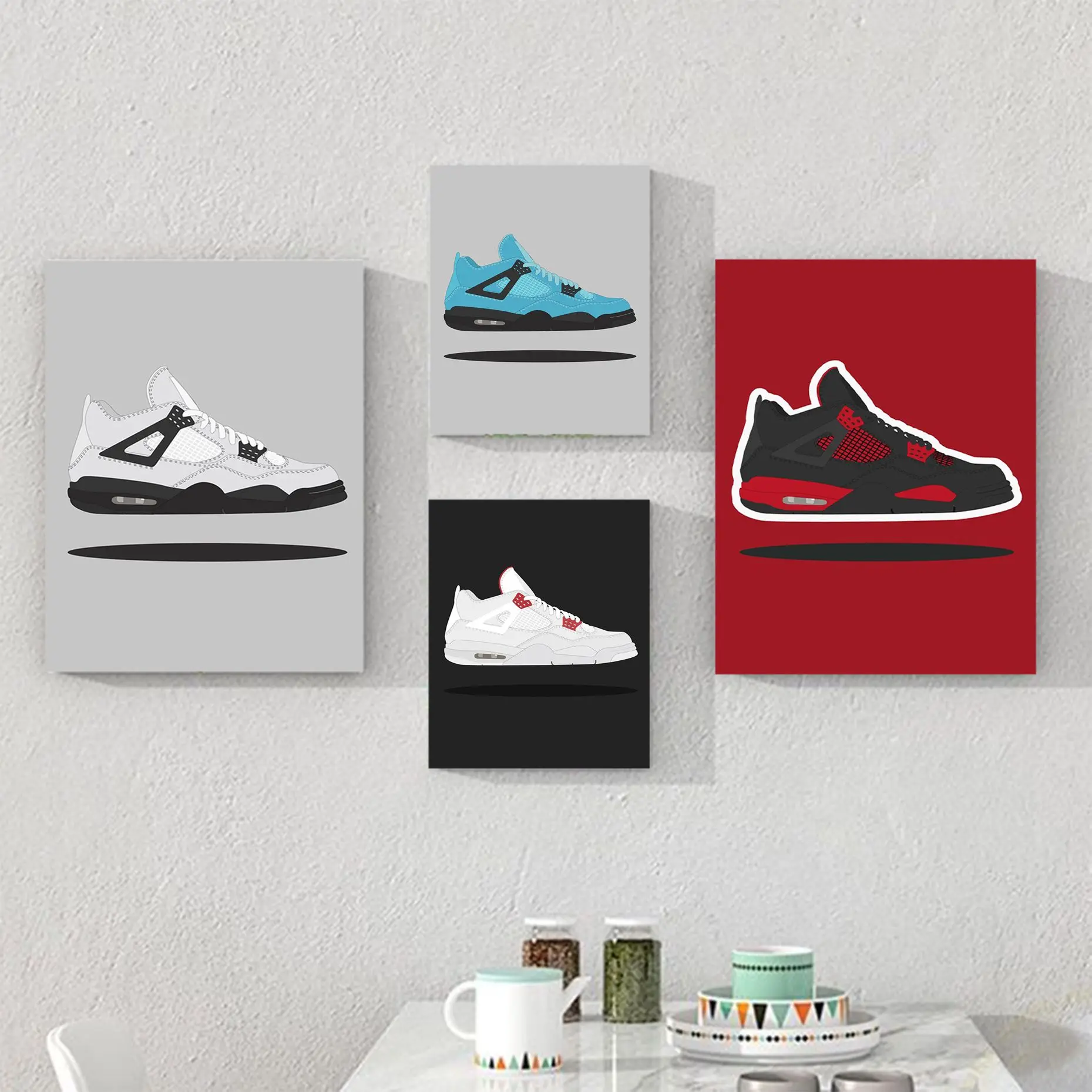 Funky Luxury Brand Sneakers Fashion Shoes Poster Retro Kraft Paper Sticker DIY Room Bar Cafe Aesthetic Art Wall Painting