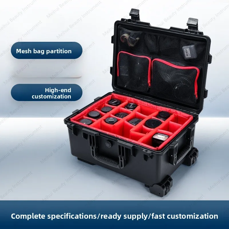 Customized Tie Rod Tool Case PP Plastic Waterproof and Shockproof Camera Photographic Equipment Case Instrument Safety Air Case