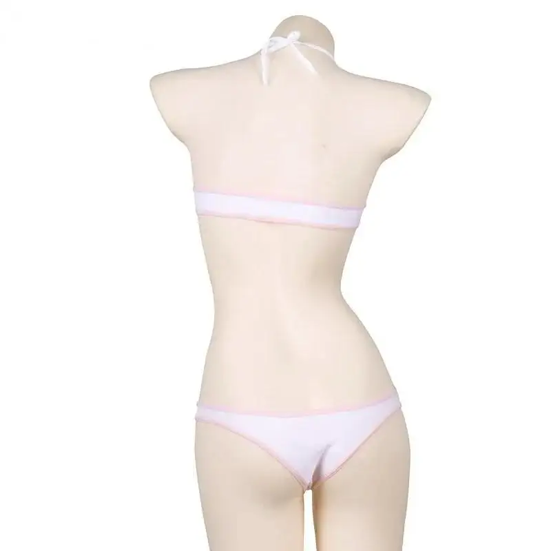 Lolita Anime Pink Bow Mini Bikini Set Bandage Pajamas Kawaii Cat Ears Plaid Underwear Panties Women Sexy Swim Lingerie Gift view 5