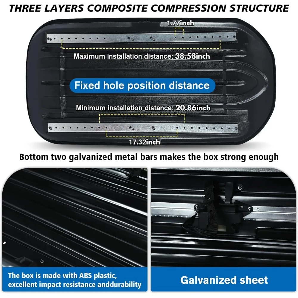 صندوق حمل شحن كبير، سقف صلب عالي التحمل مع مفاتيح أمان، صندوق شحن مقاوم للماء على السطح، 62 (طول) × 31 (عرض) × 15 (ارتفاع) بوصة