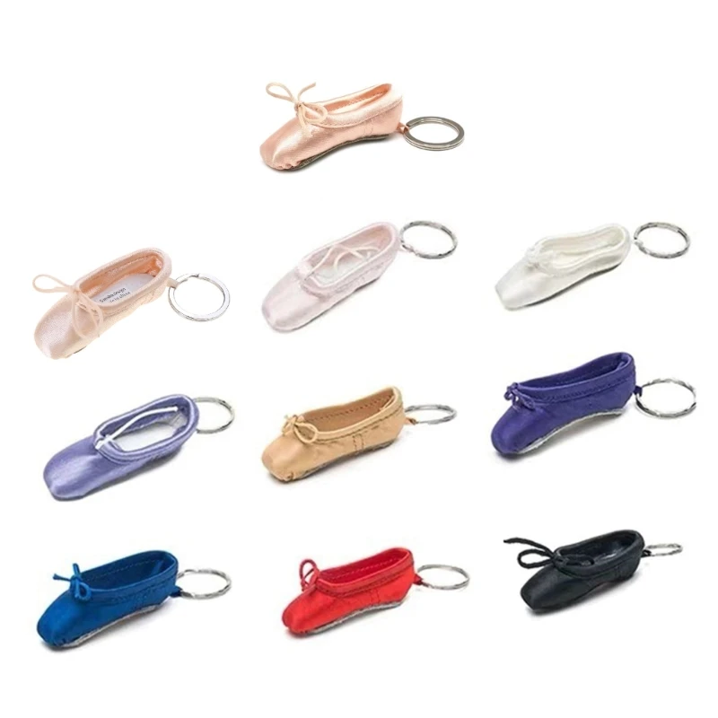 Ballet Shoe Pendant Keychain with Embroidery Detail Satins Keyrings Trinket Drop Shipping