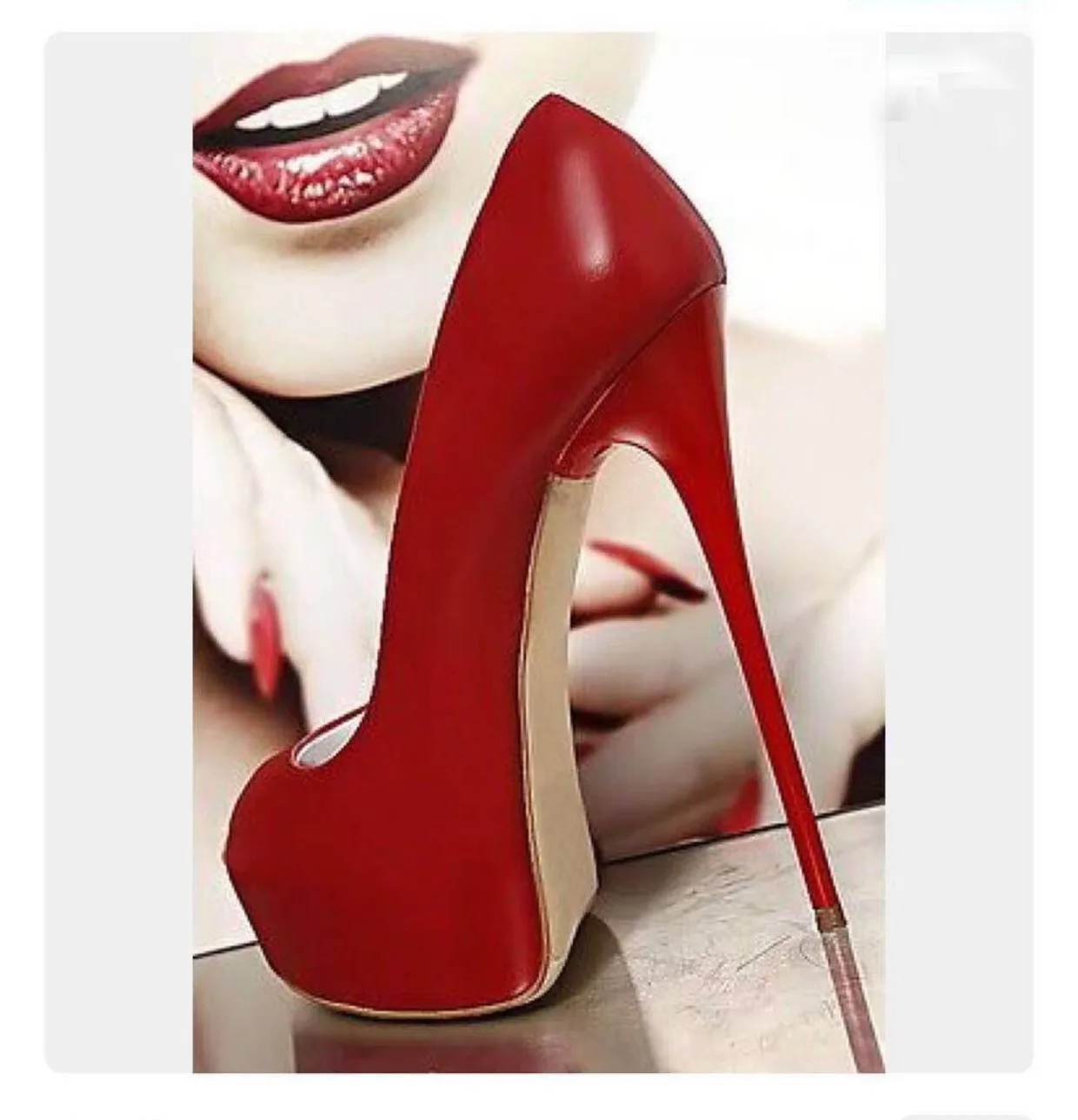 Women New Fashion Sexy Red Fish Mouth Pumps Ultra Super High Stiletto Heels Model Walk Show Party Shoes