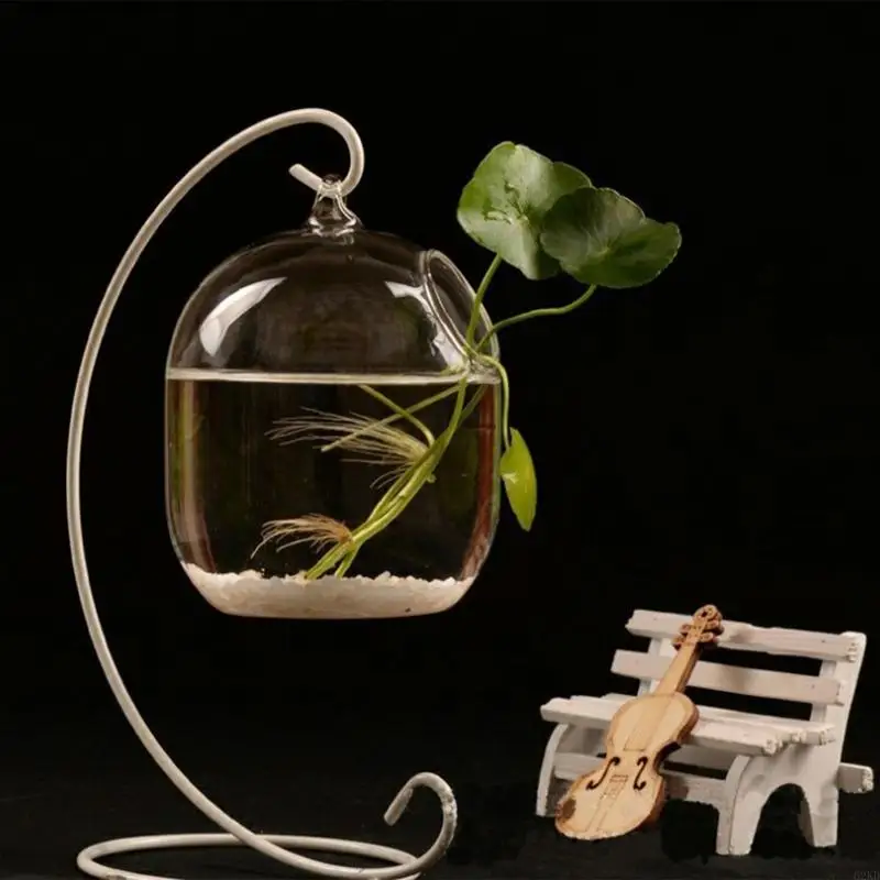 62kd Pescado vidrio colgante transparente suspendido para botella infusión tanques Aquarium Flower Vase Florora para