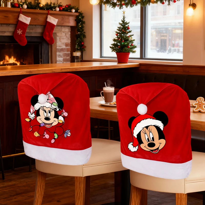 

Mickey Mouse Christmas Chair Cover Christmas Supplies Cute Home Decoration Festive Atmosphere Xmas Party Restaurant Dress Up NEW