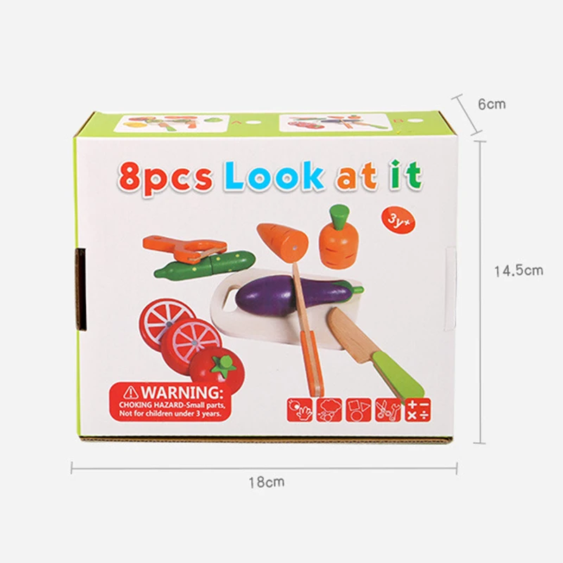 Wooden Simulation Kitchen Pretend Toy Classic Game Educational Toy Set For Children Kids Gift Cutting Fruit Vegetable Toys