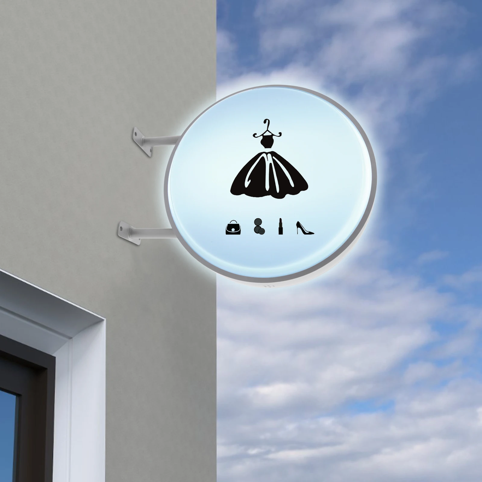 50,8 cm LED doppelseitiger runder Leuchtkasten zur Wandmontage, 10 W, 12 V, kabelgebundener elektrischer Werbe-Leuchtkasten, IP67 wasserdicht