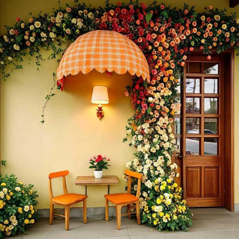 Atmospheric layout decoration simulation waterfall flower wall Internet celebrity clock in photo landscape fake flowe