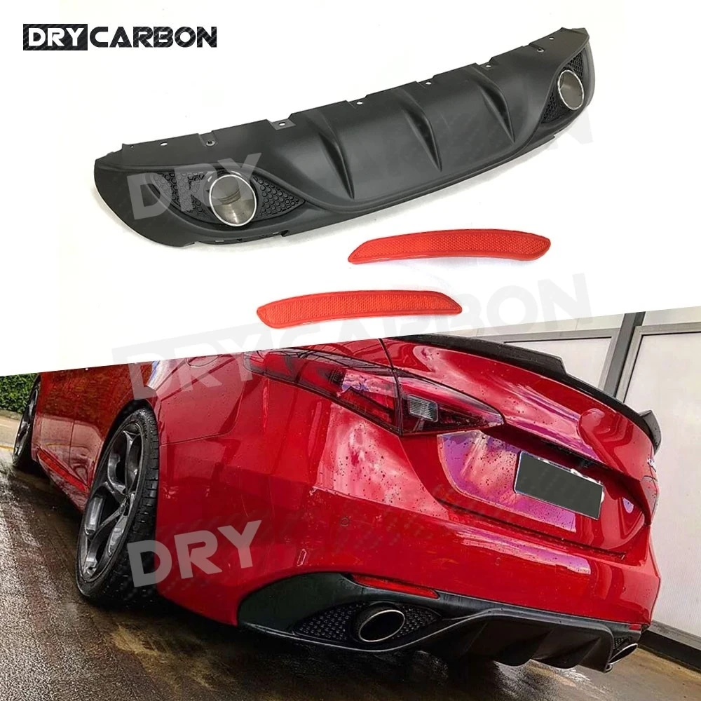 Rear Lip Diffuser Spoiler Exhaust for Alfa Romeo Giulia Standard 2016-2018 Rear Bumper Car Styling Body Kits Accessories