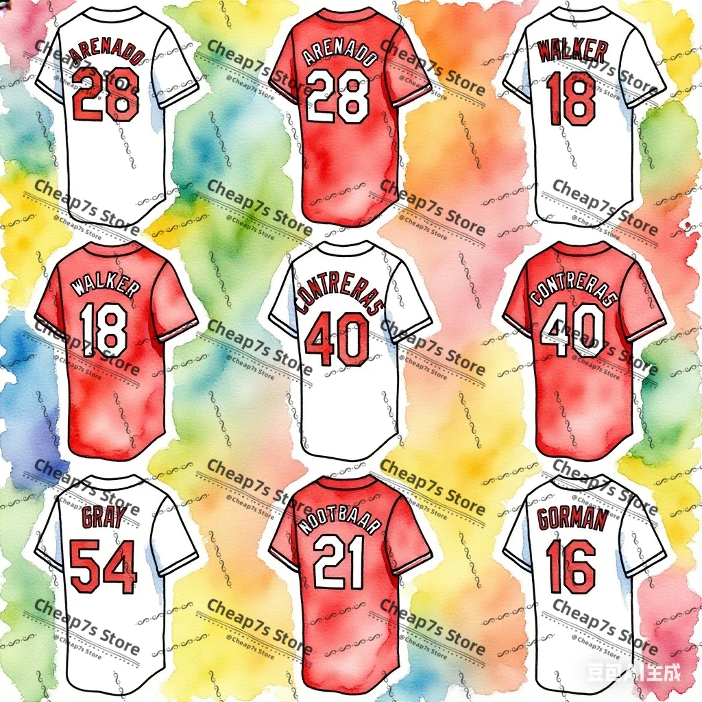 

Men's Youth Embroidery Arenado Yadier Molina Willson Contreras Walker Baseball Uniform Shirts St. Louis Baseball Jersey