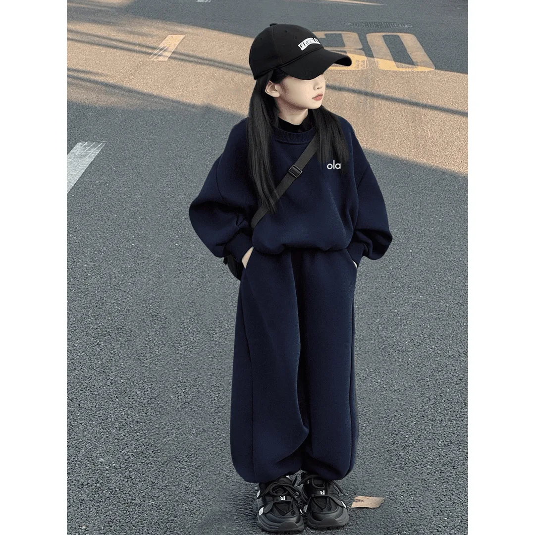 Girls' Velvet Set Autumn and Winter Girls' Fashion Korean Children's Autumn Two Price Sets