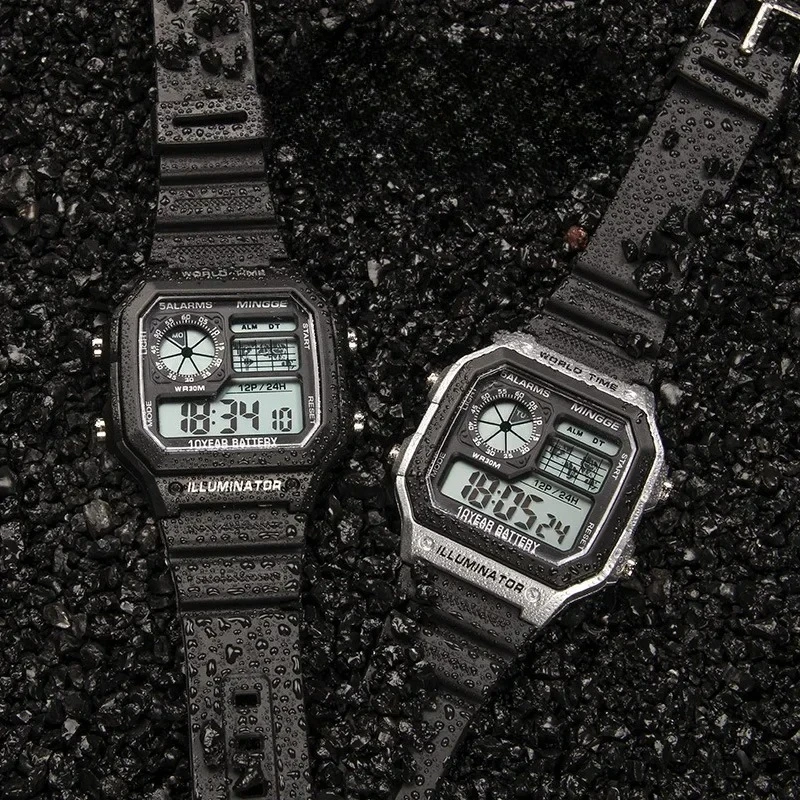 

Часы мужские электронные с хронографом, спортивные светящиеся водонепроницаемые ультратонкие