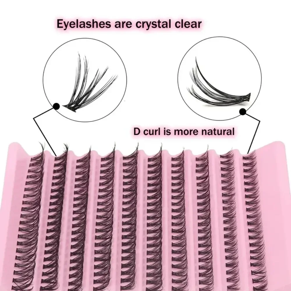 80D 200Pcs DIY Personal Lashes Eyelash Cluster Natural Look Wispy Lashes 9-16MM D Curly Hair Personal Clusters Lashes Fluffy